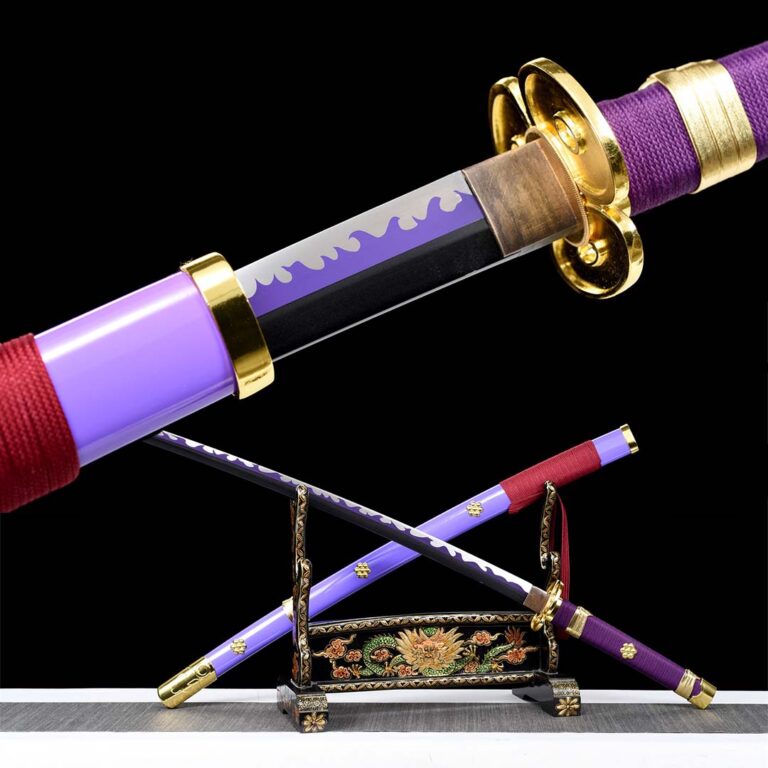 Katana One Piece Zoro Enma with lilac leather finish Steel type: 42